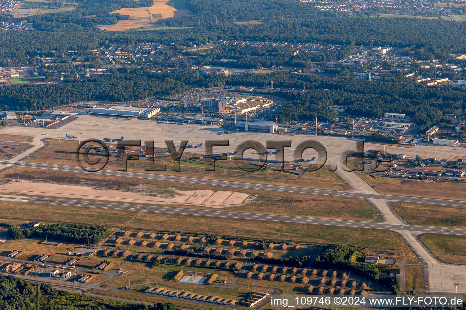 Aerial photograpy of US Air Base in Ramstein in the state Rhineland-Palatinate, Germany