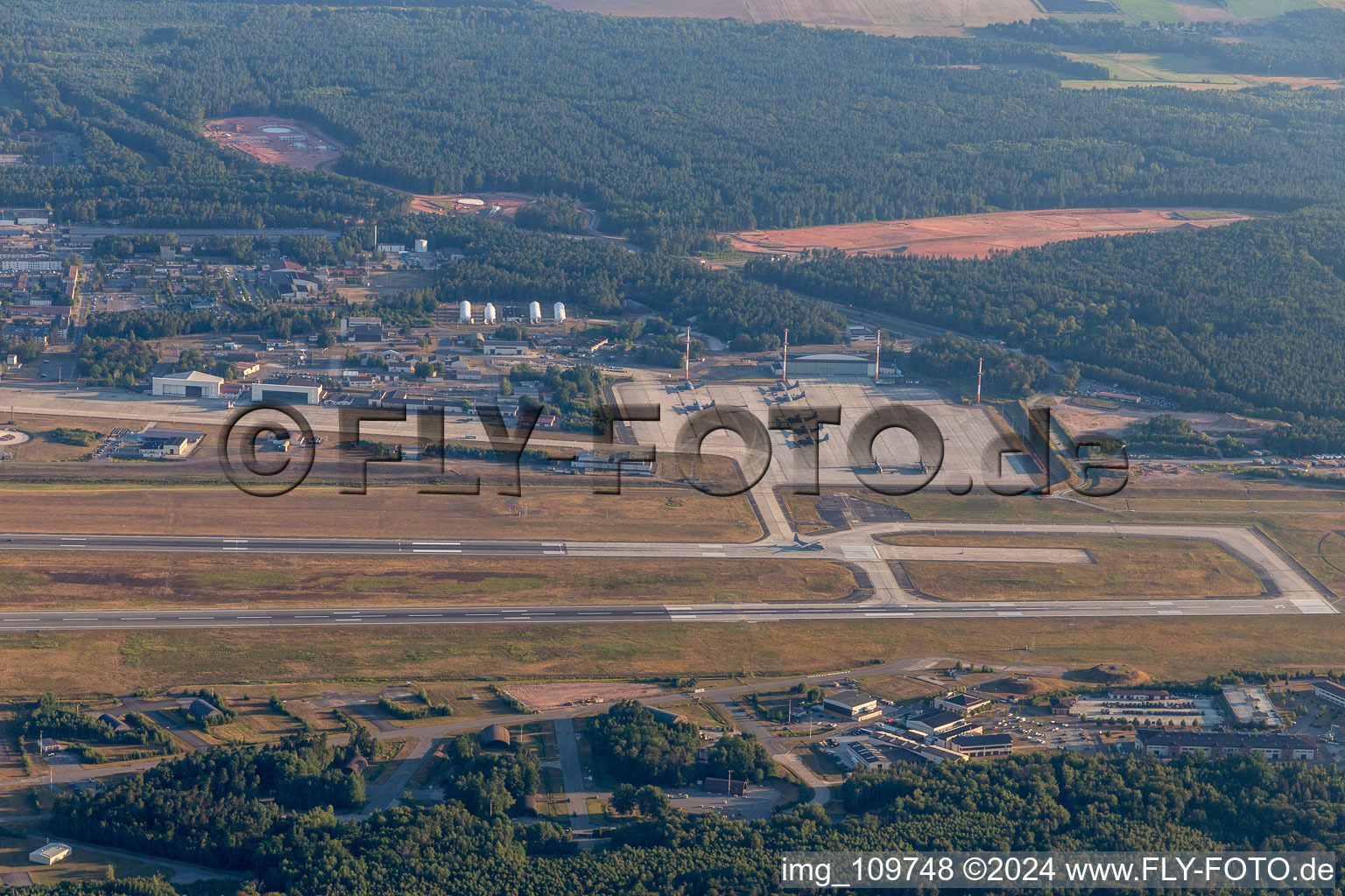 US Air Base in the district Ramstein in Ramstein-Miesenbach in the state Rhineland-Palatinate, Germany from above