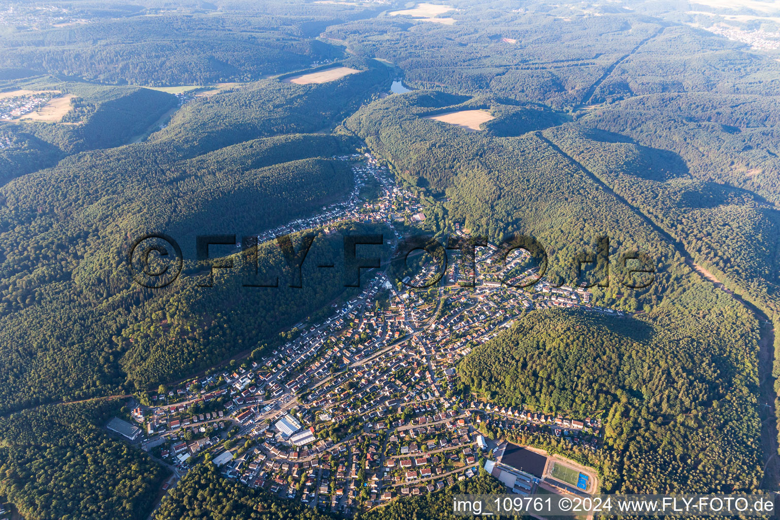 Aerial view of District Hohenecken in Kaiserslautern in the state Rhineland-Palatinate, Germany