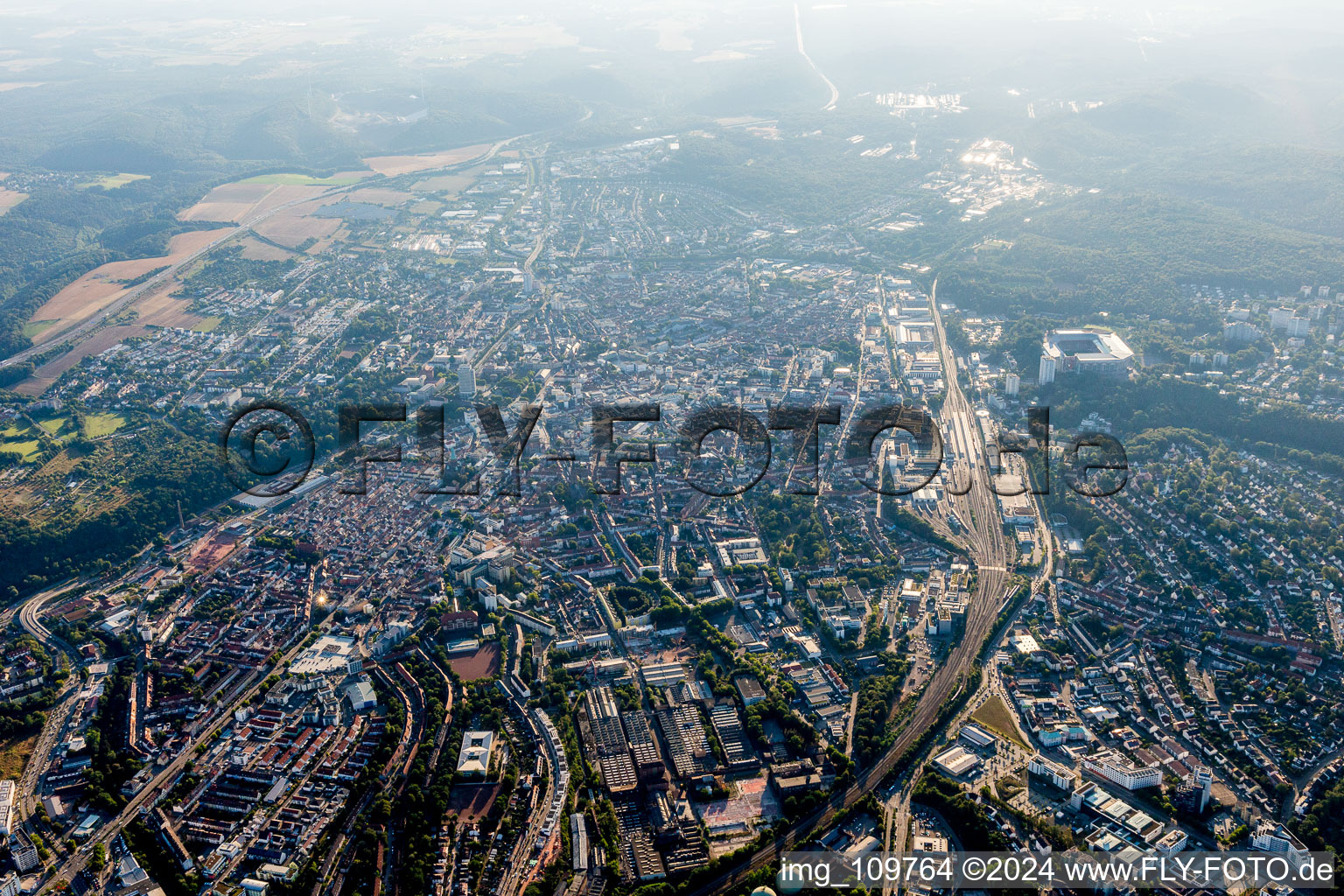 Aerial view of Kaiserslautern in the state Rhineland-Palatinate, Germany