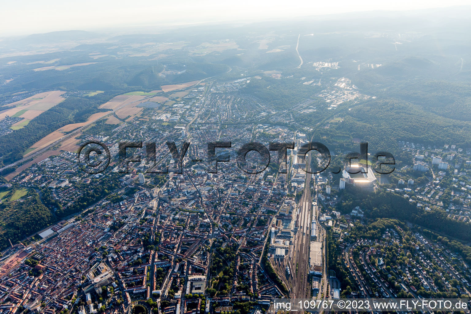 Kaiserslautern in the state Rhineland-Palatinate, Germany from above