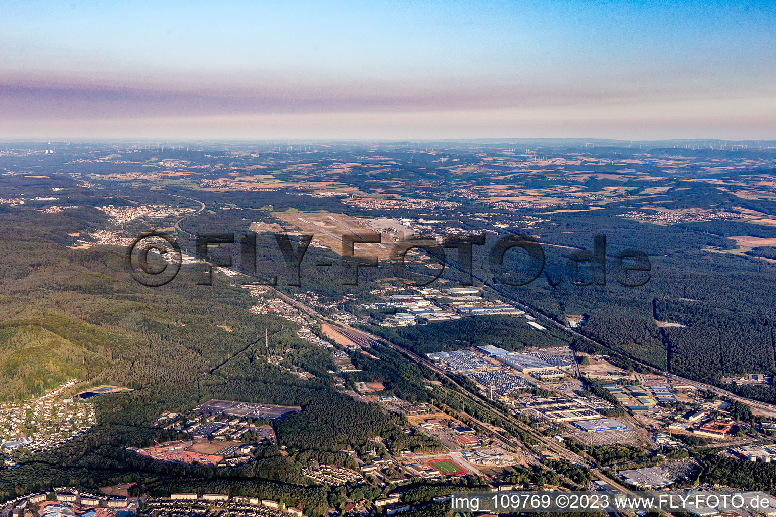 Bird's eye view of US Air Base in Ramstein in the state Rhineland-Palatinate, Germany