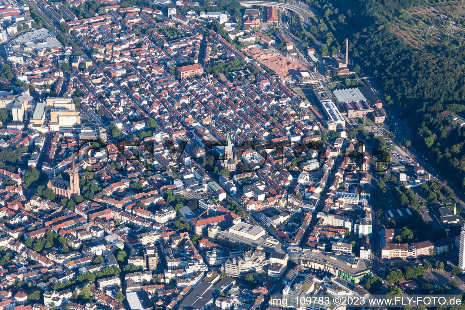 Bird's eye view of Kaiserslautern in the state Rhineland-Palatinate, Germany