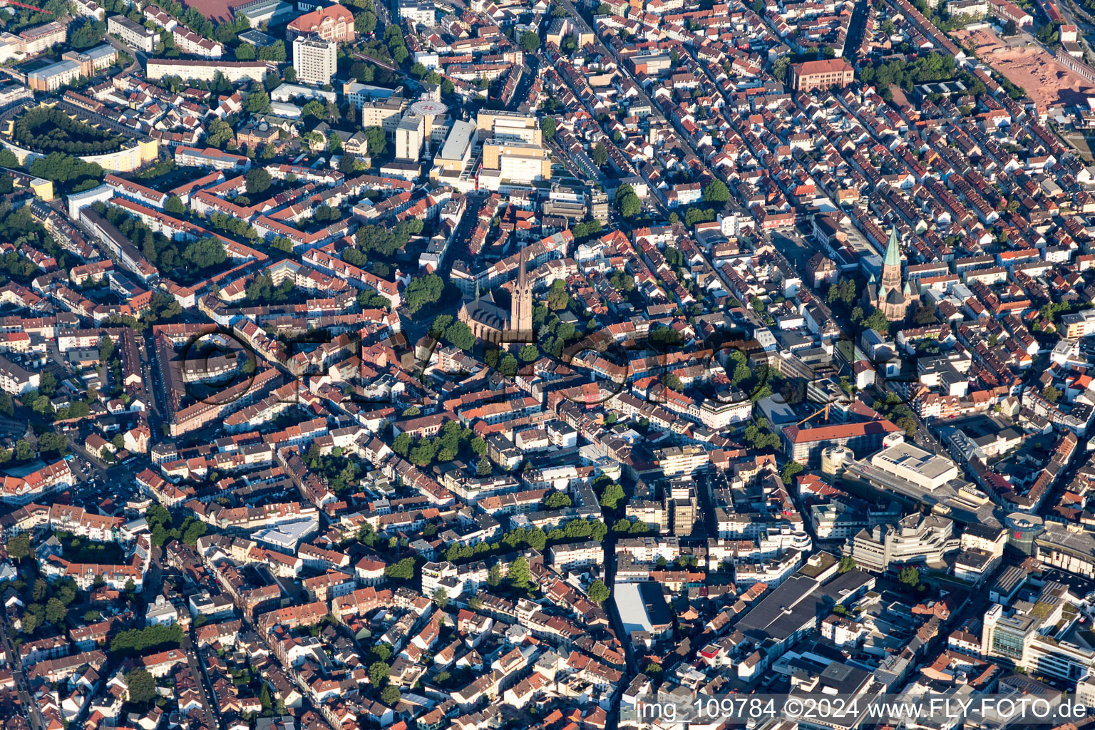 City view on down town in Kaiserslautern in the state Rhineland-Palatinate, Germany