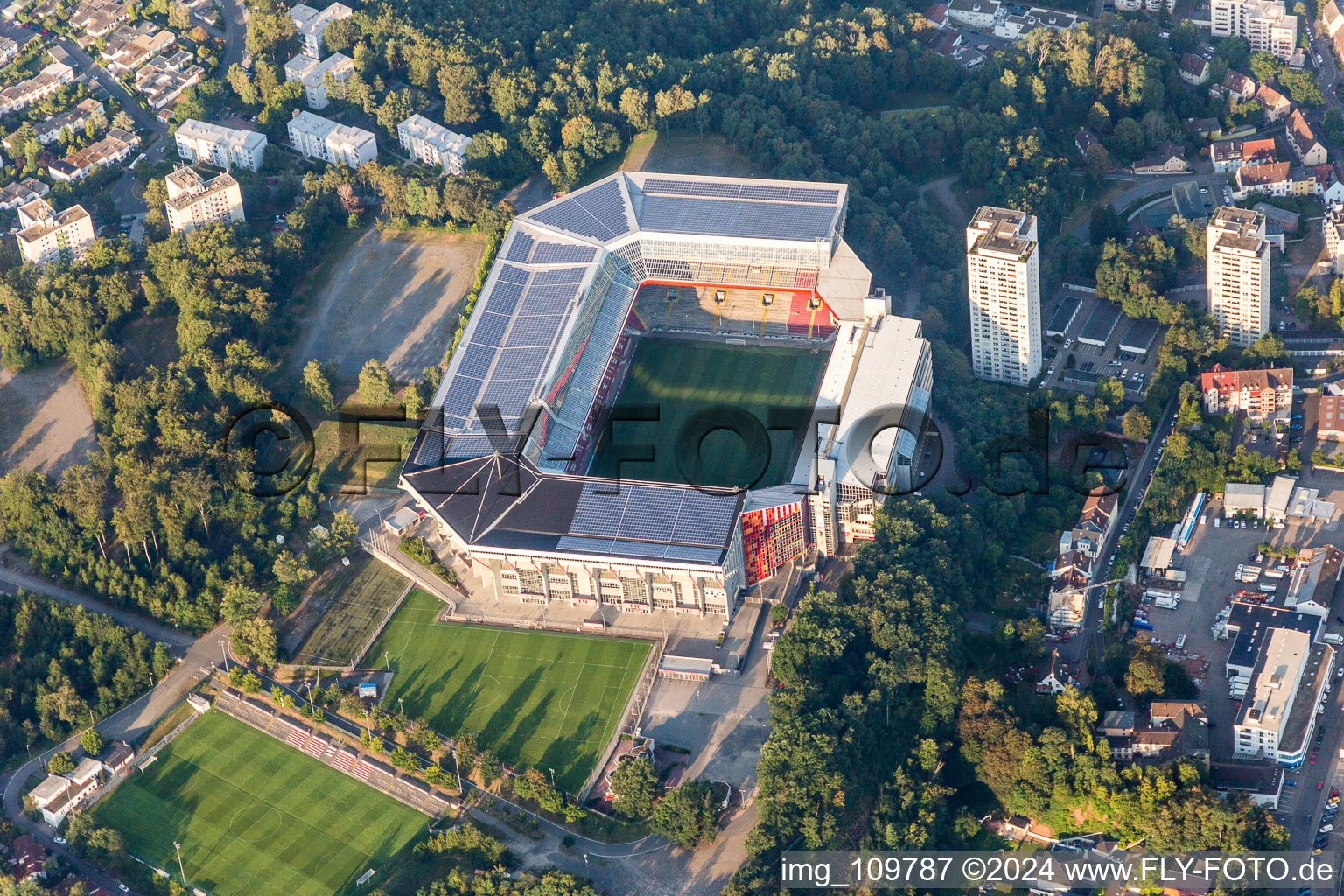 Fritz-Walter Stadium of the FCK on the Betzenberg in Kaiserslautern in the state Rhineland-Palatinate, Germany from above