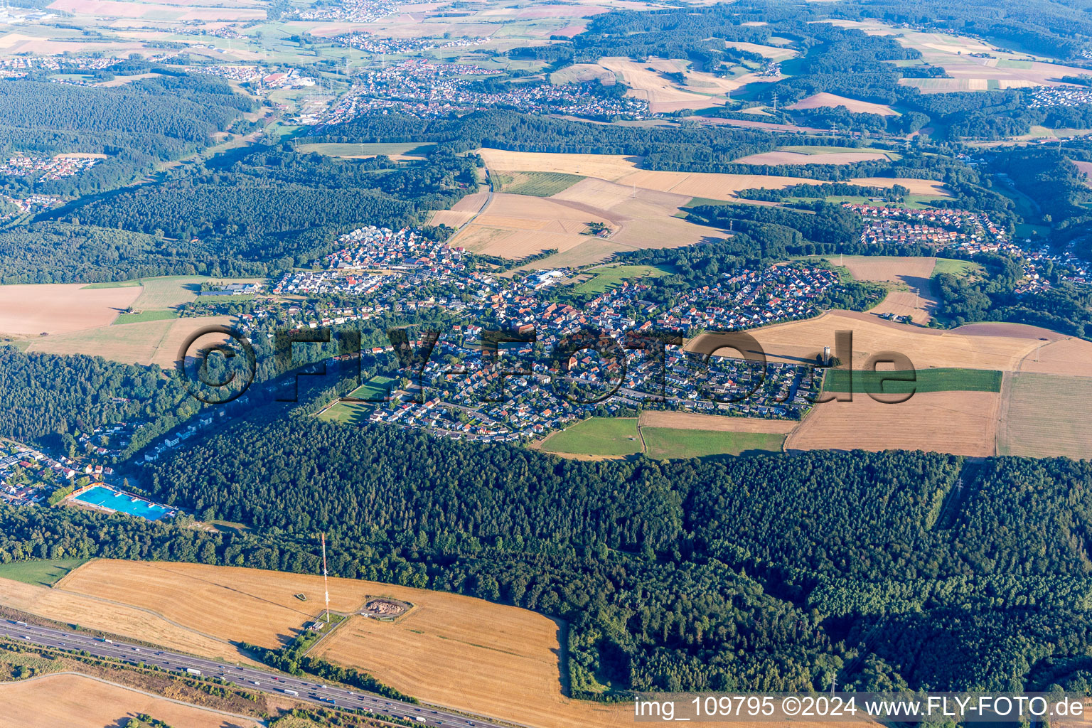 Drone recording of Kaiserslautern in the state Rhineland-Palatinate, Germany