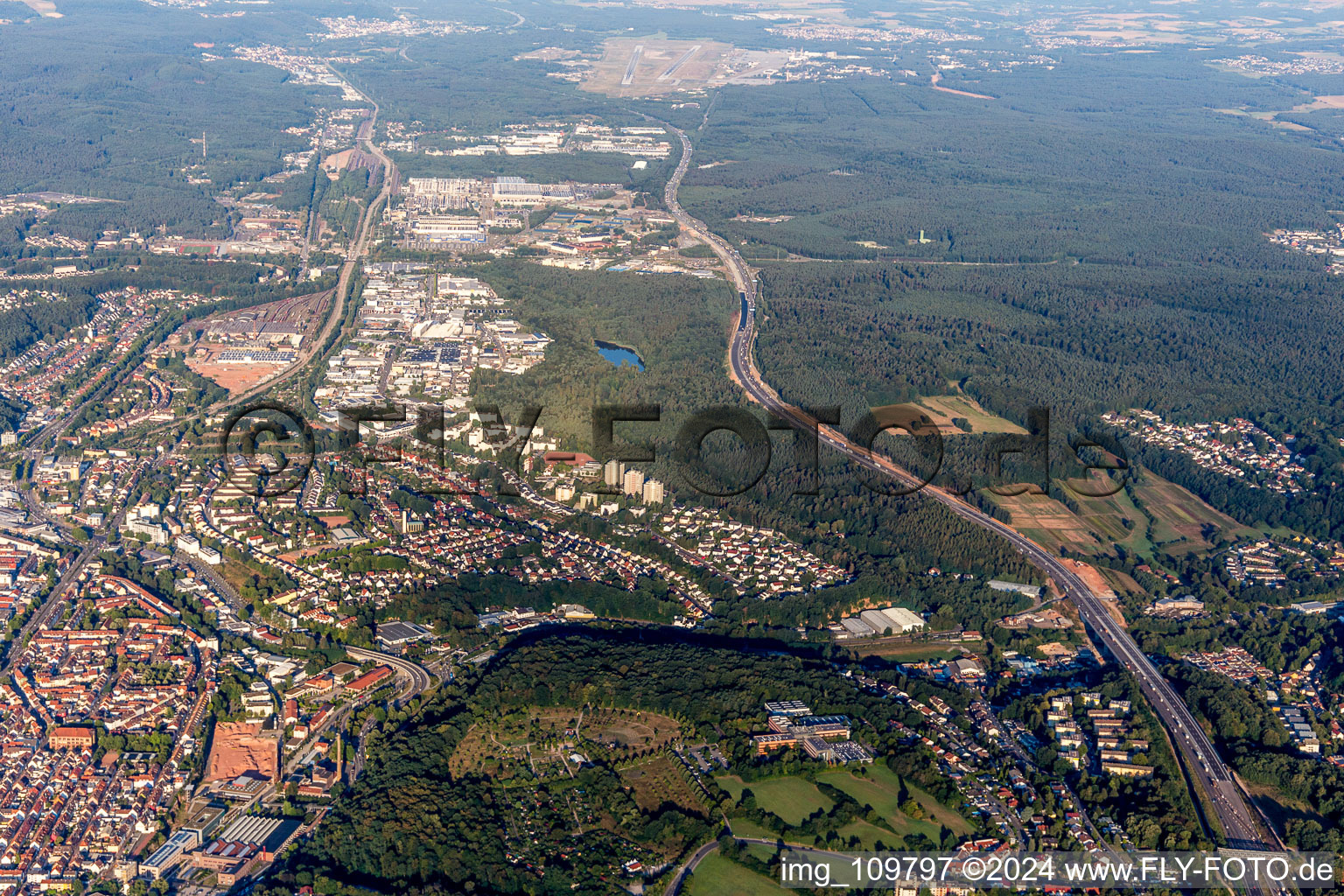 Drone image of Kaiserslautern in the state Rhineland-Palatinate, Germany