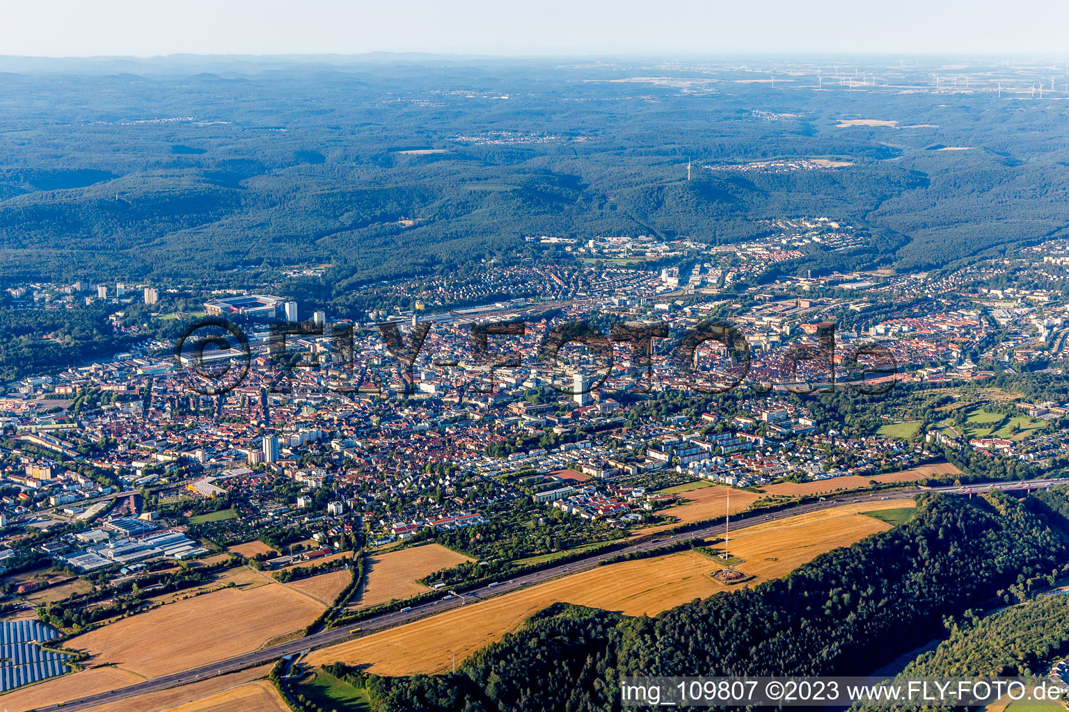 Aerial photograpy of Kaiserslautern in the state Rhineland-Palatinate, Germany