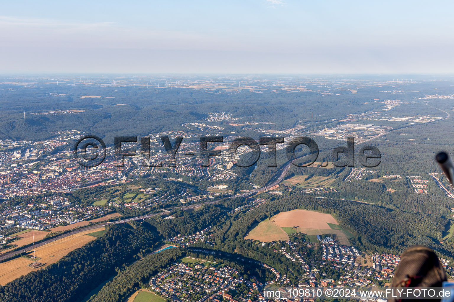 Kaiserslautern in the state Rhineland-Palatinate, Germany from above