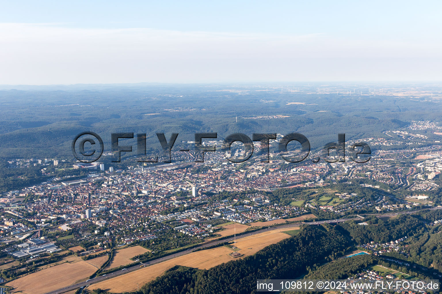 Kaiserslautern in the state Rhineland-Palatinate, Germany seen from above