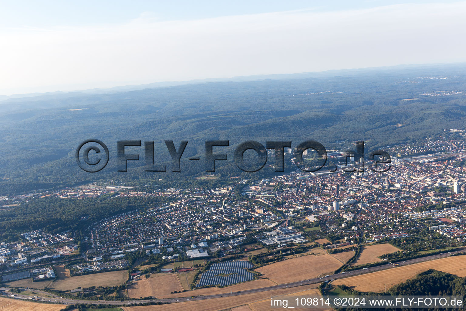 Bird's eye view of Kaiserslautern in the state Rhineland-Palatinate, Germany