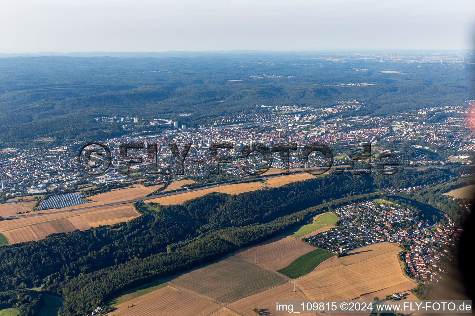 Kaiserslautern in the state Rhineland-Palatinate, Germany viewn from the air