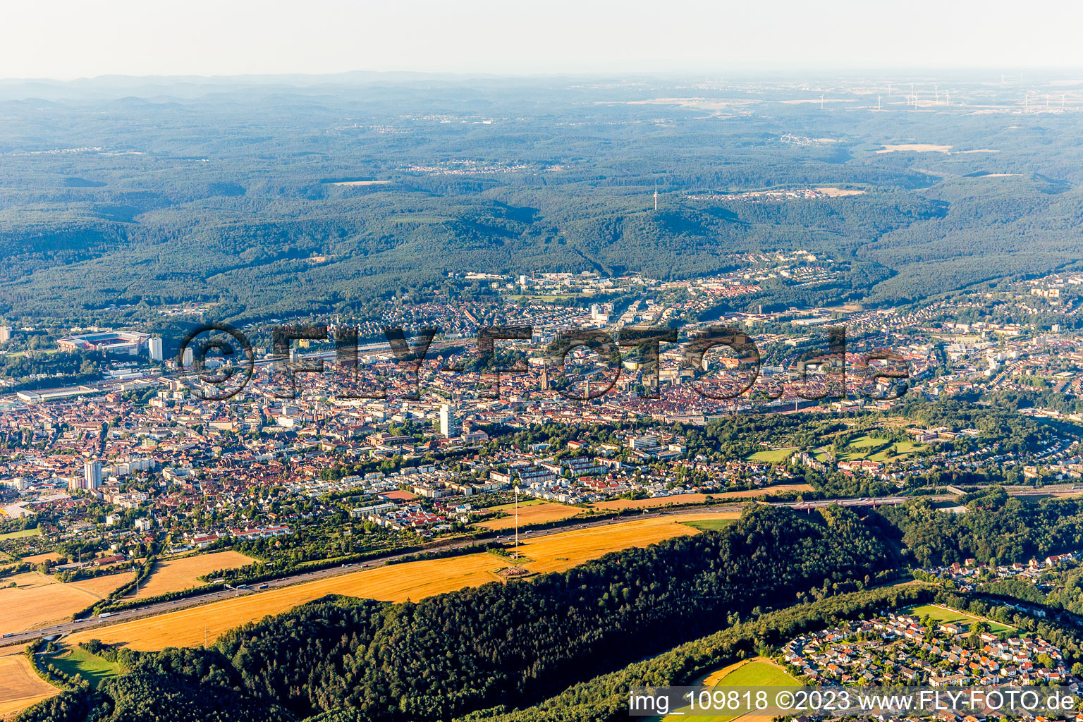 Drone image of Kaiserslautern in the state Rhineland-Palatinate, Germany