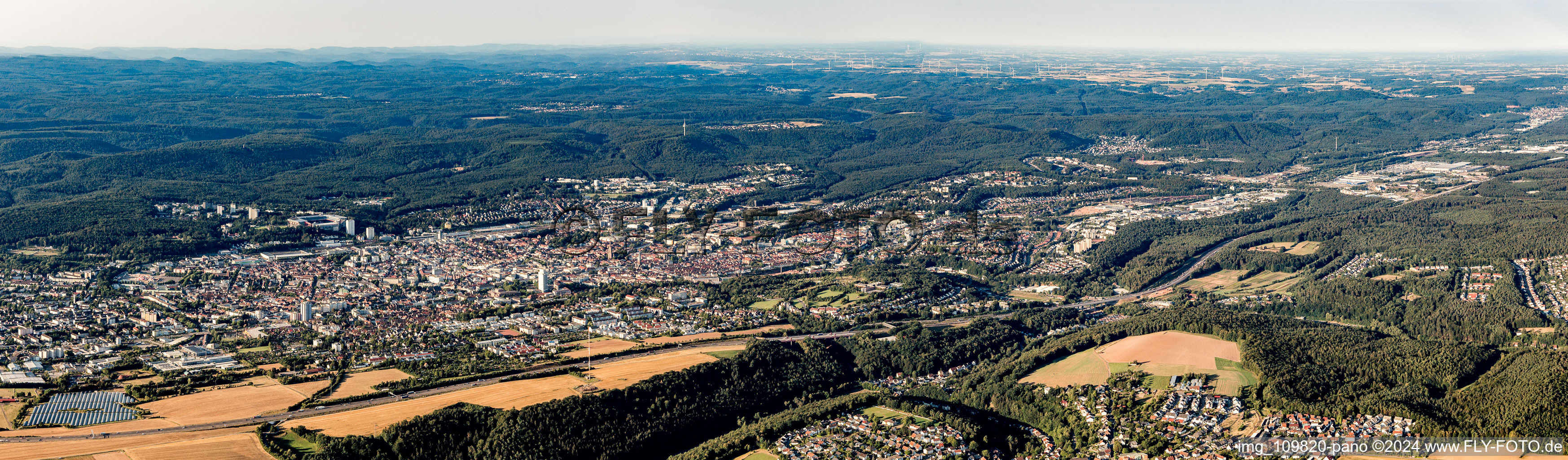 Aerial view of Panorama in Kaiserslautern in the state Rhineland-Palatinate, Germany