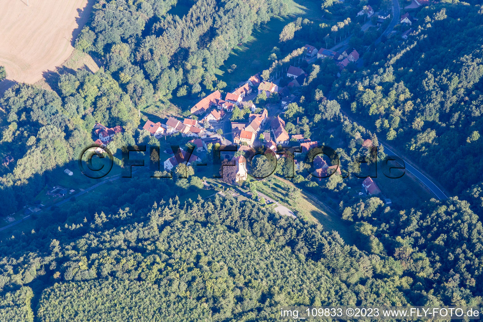 Aerial view of Reichsthal in the state Rhineland-Palatinate, Germany