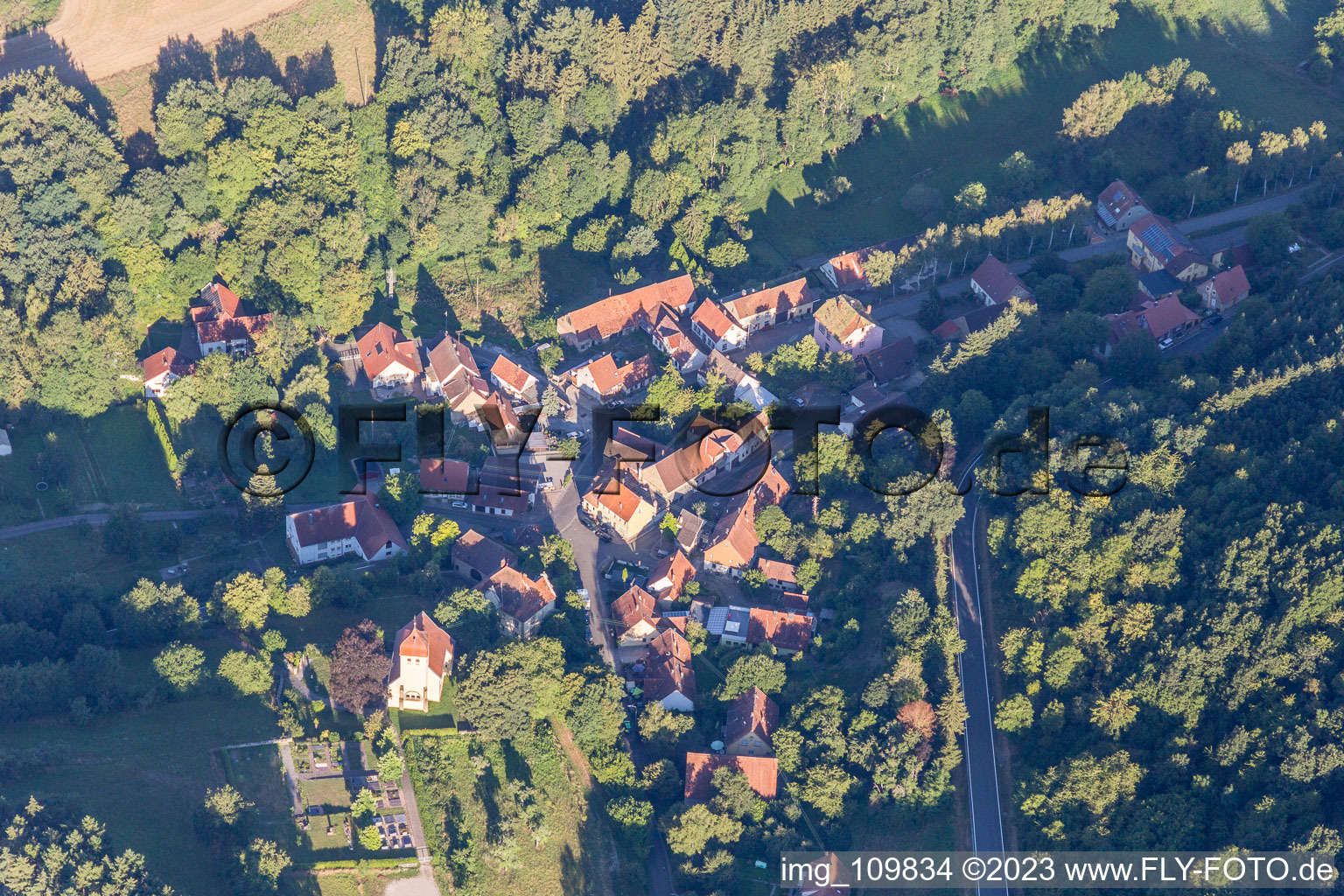 Aerial view of Rathskirchen in the state Rhineland-Palatinate, Germany