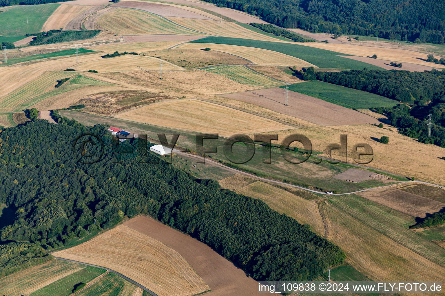 Runway with tarmac terrain of airfield in Becherbach bei Meisenheim in the state Rhineland-Palatinate, Germany