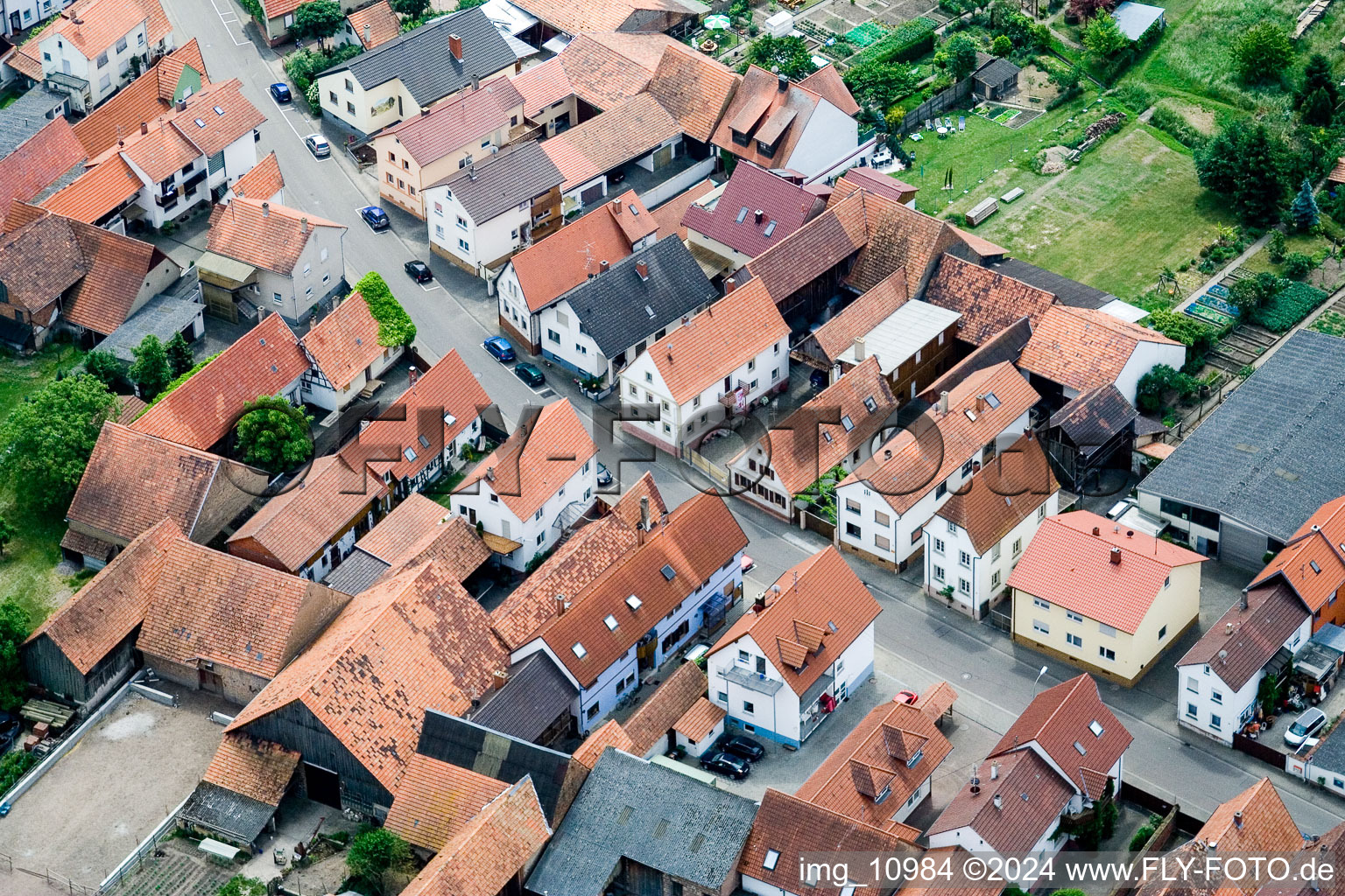 Erlenbach bei Kandel in the state Rhineland-Palatinate, Germany from the plane