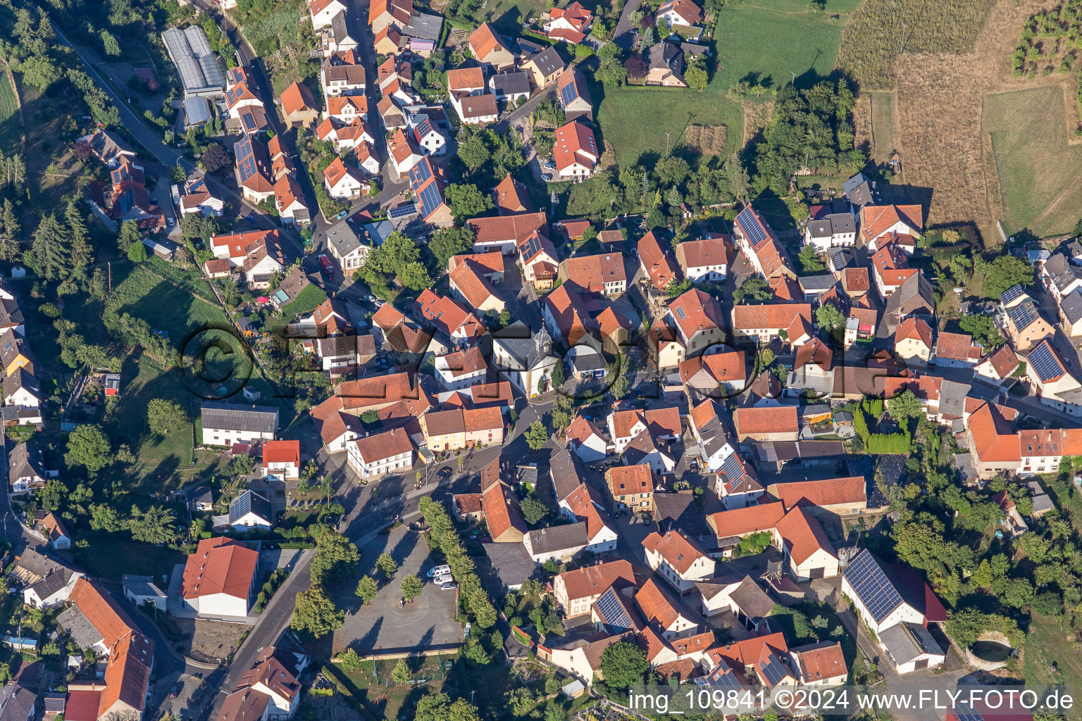 Aerial view of Becherbach in the state Rhineland-Palatinate, Germany