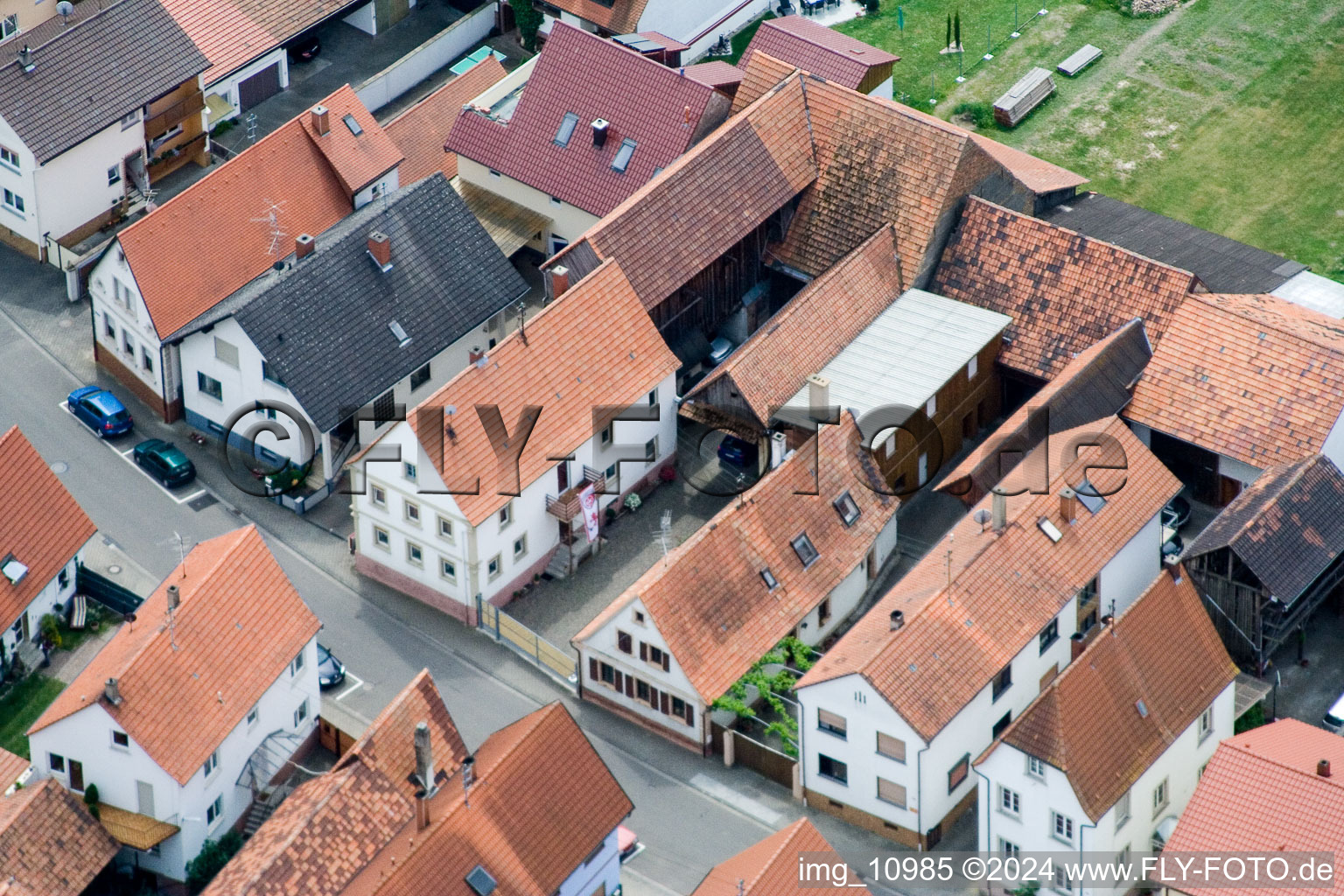 Bird's eye view of Erlenbach bei Kandel in the state Rhineland-Palatinate, Germany