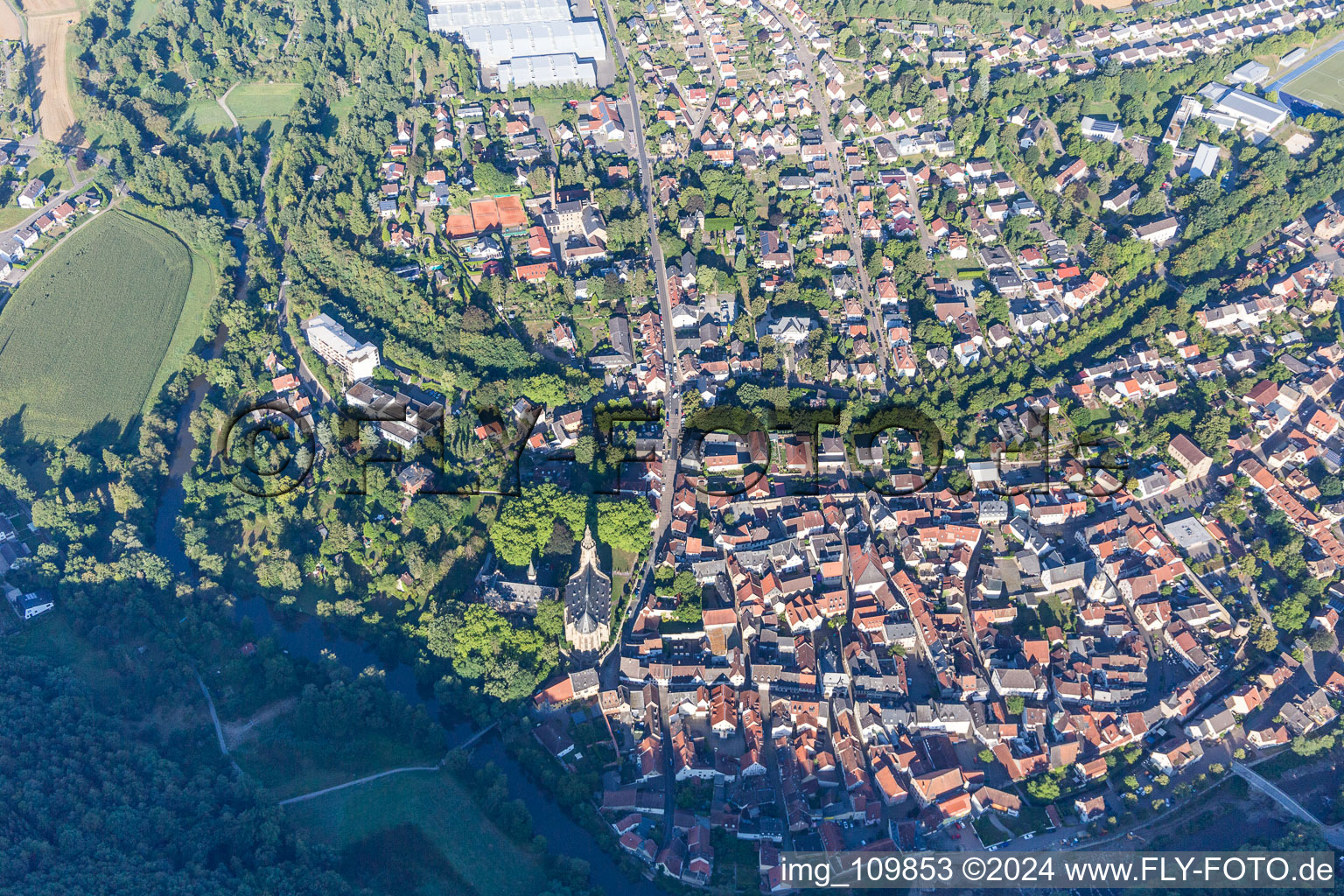 Meisenheim in the state Rhineland-Palatinate, Germany from above