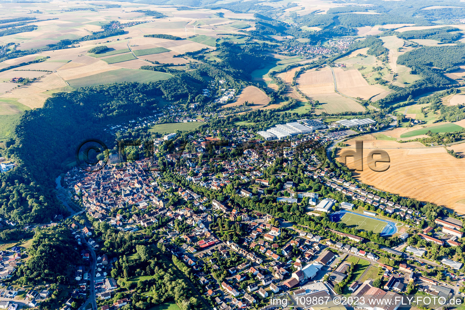 Meisenheim in the state Rhineland-Palatinate, Germany viewn from the air