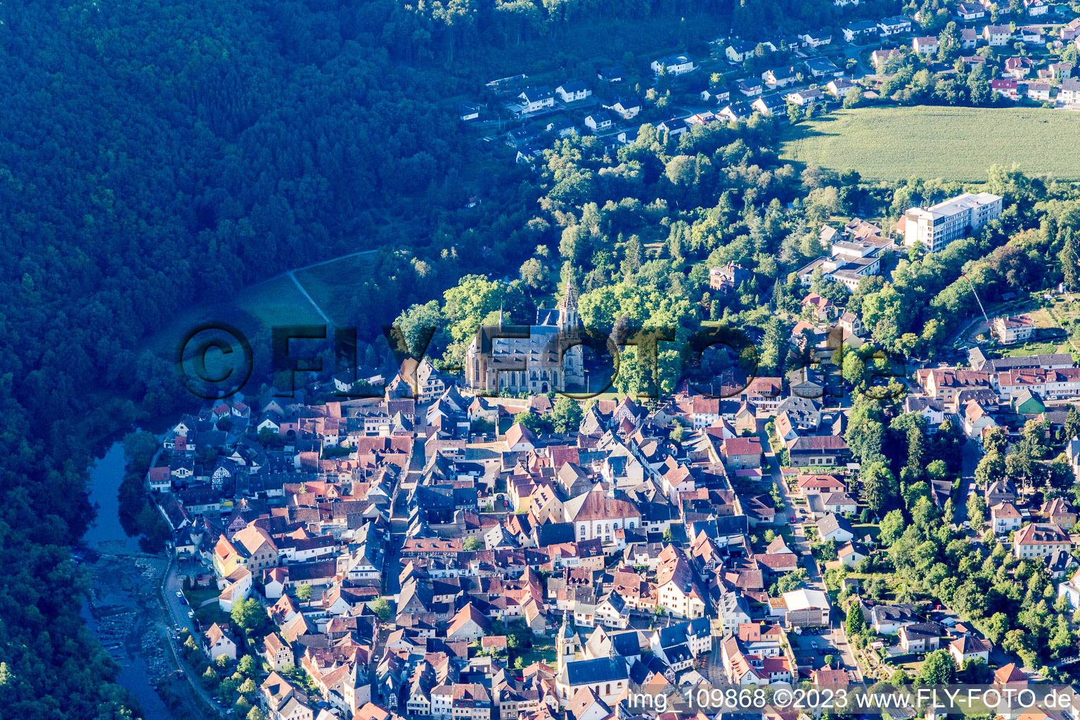 Drone recording of Meisenheim in the state Rhineland-Palatinate, Germany