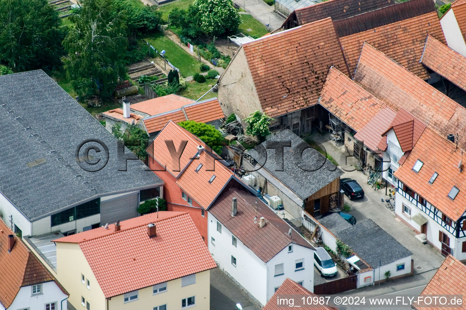 Erlenbach bei Kandel in the state Rhineland-Palatinate, Germany viewn from the air