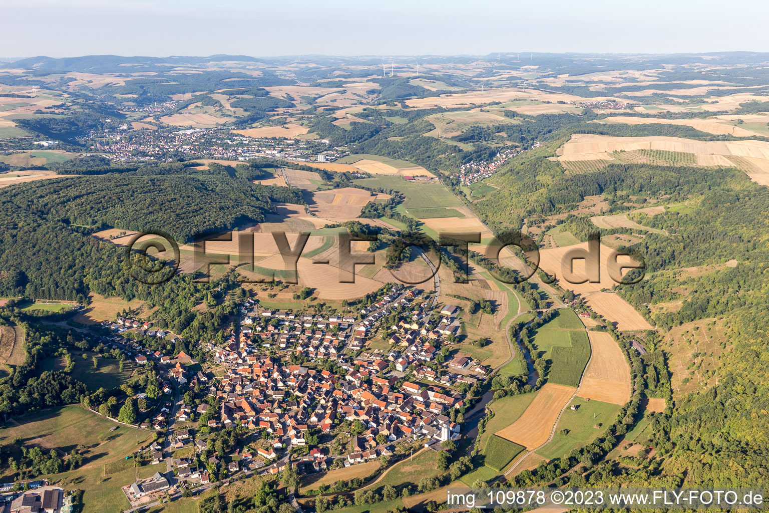 Aerial view of Rehborn in the state Rhineland-Palatinate, Germany