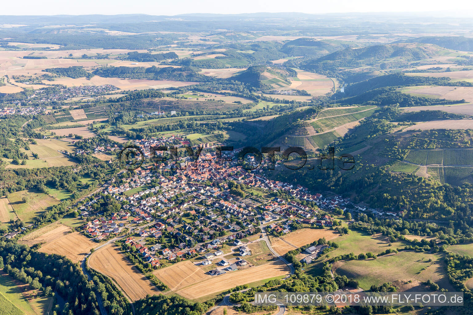 Aerial view of Odernheim am Glan in the state Rhineland-Palatinate, Germany