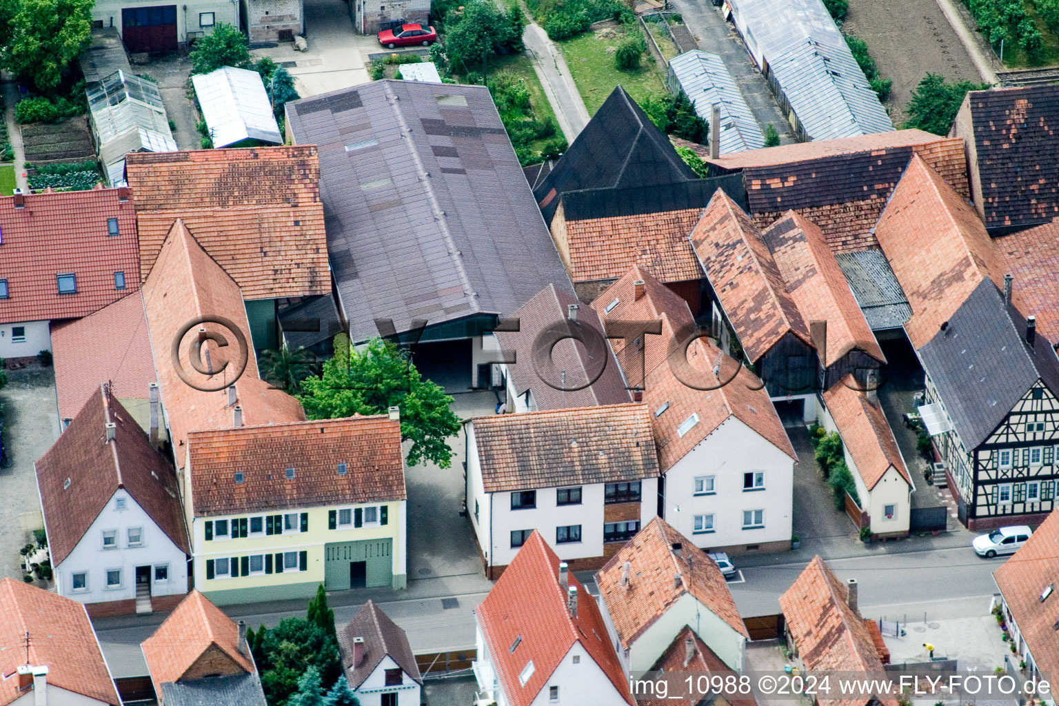 Drone recording of Erlenbach bei Kandel in the state Rhineland-Palatinate, Germany