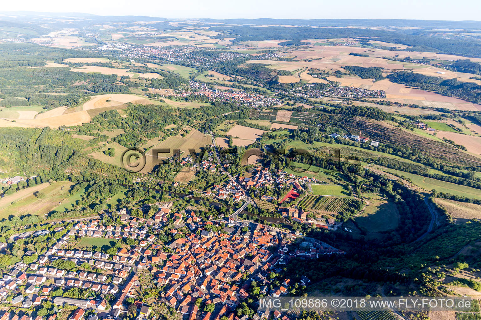Odernheim am Glan in the state Rhineland-Palatinate, Germany from the plane
