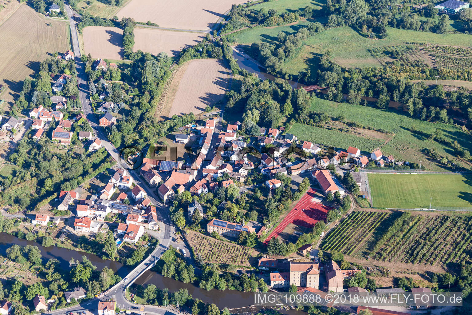 Bird's eye view of Odernheim am Glan in the state Rhineland-Palatinate, Germany