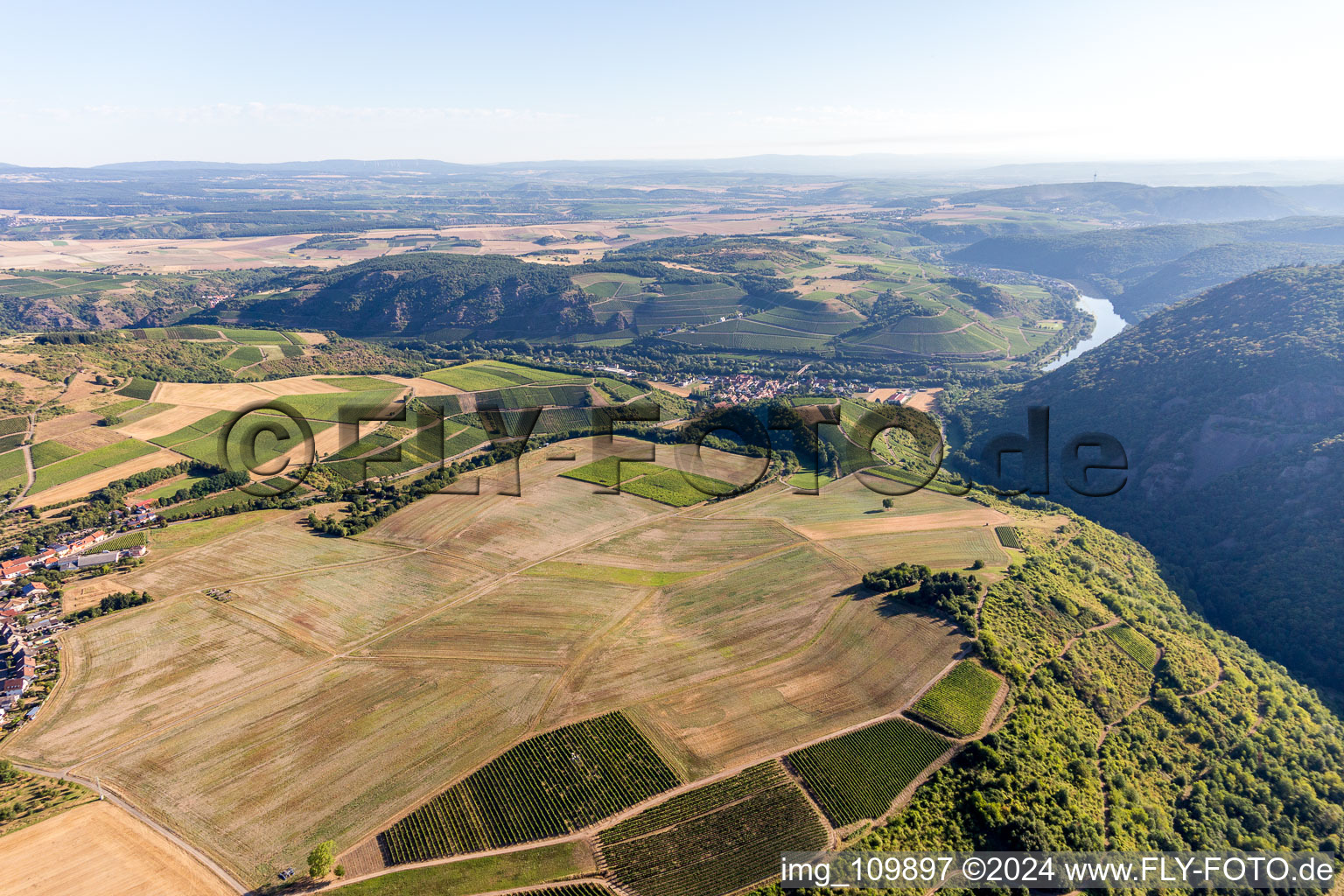 Aerial view of Oberhausen an der Nahe in the state Rhineland-Palatinate, Germany