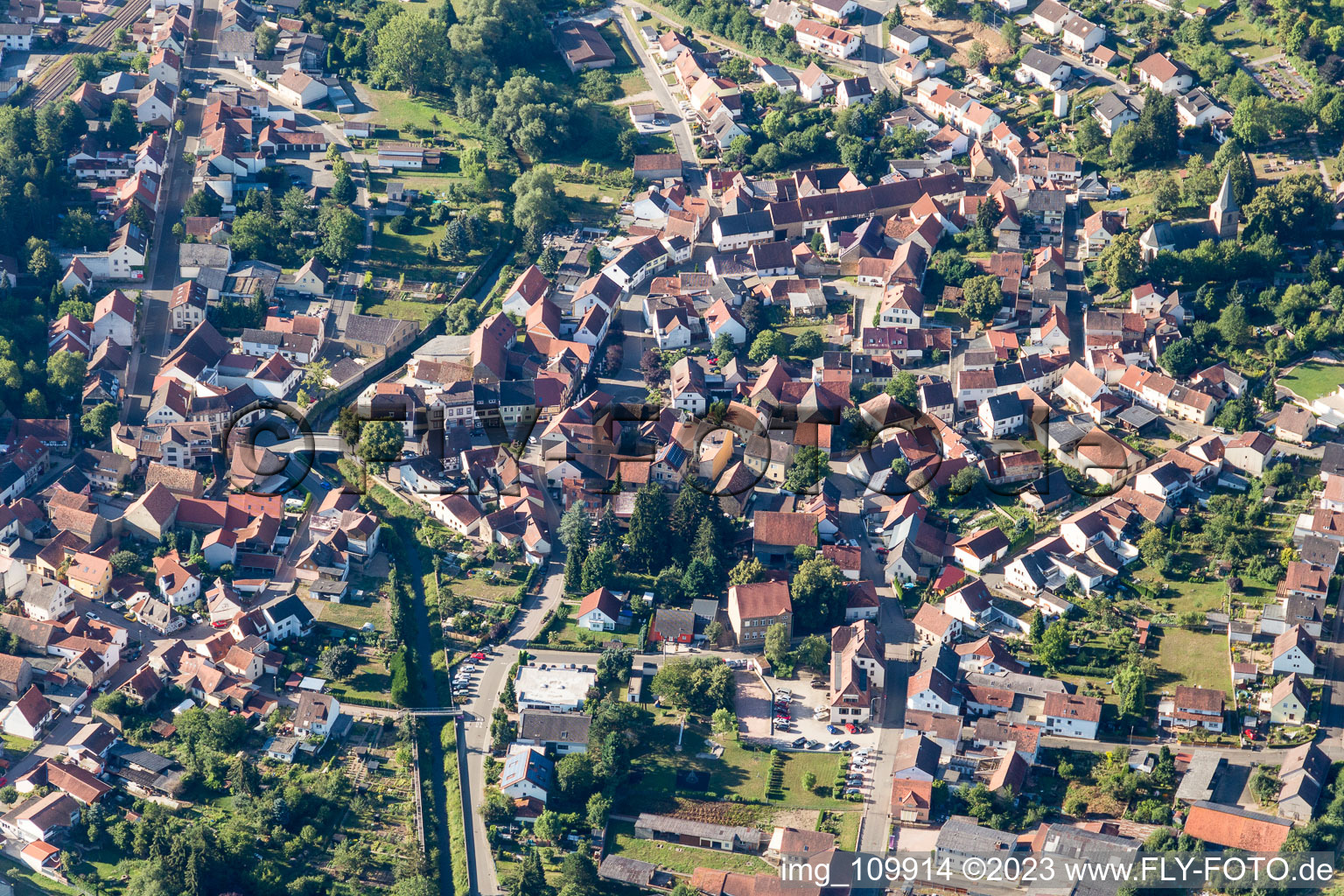 Aerial view of Alsenz in the state Rhineland-Palatinate, Germany