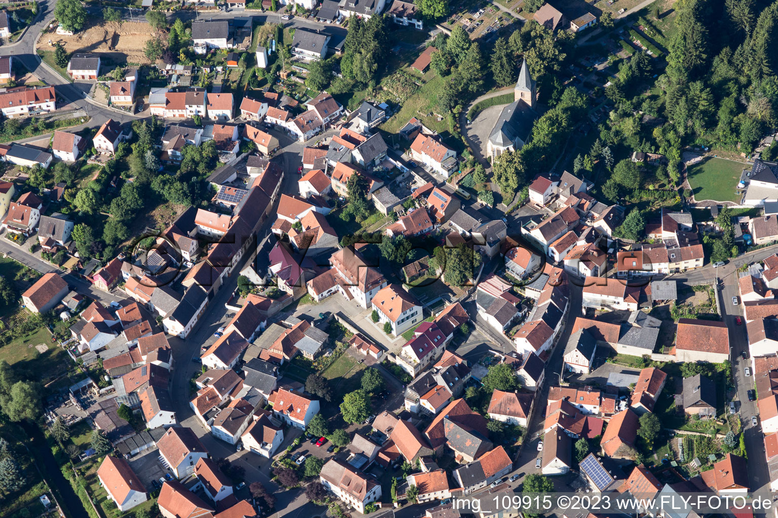 Aerial photograpy of Alsenz in the state Rhineland-Palatinate, Germany