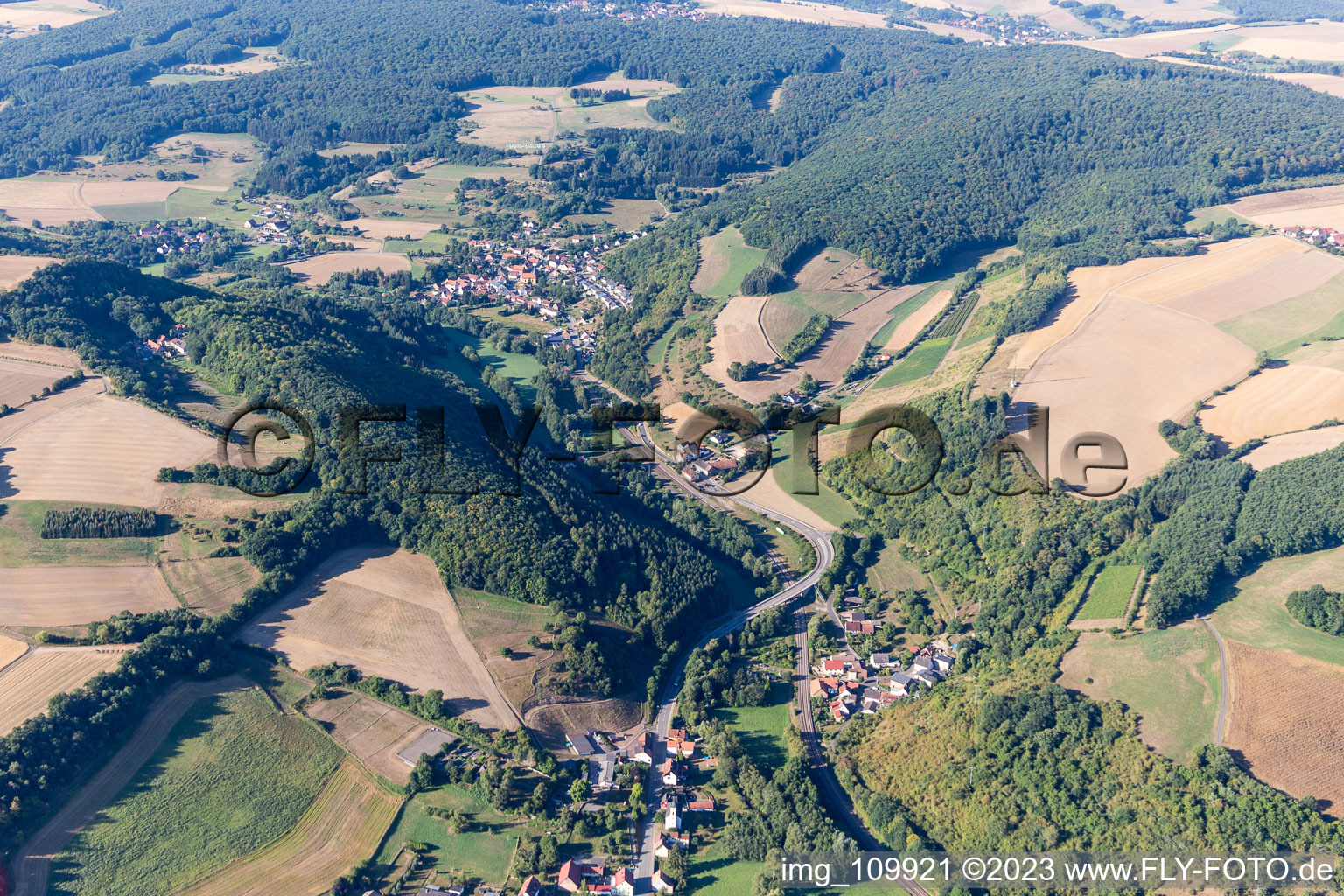 Aerial view of Mannweiler-Cölln in the state Rhineland-Palatinate, Germany