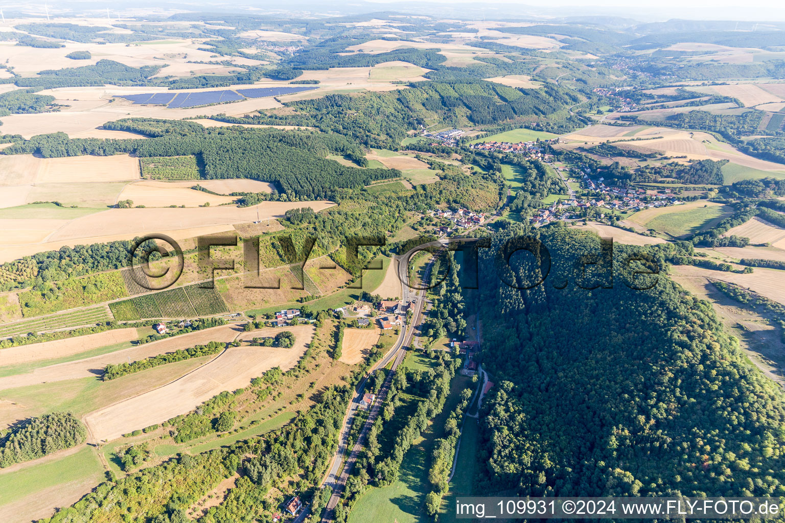 Bird's eye view of Mannweiler-Cölln in the state Rhineland-Palatinate, Germany