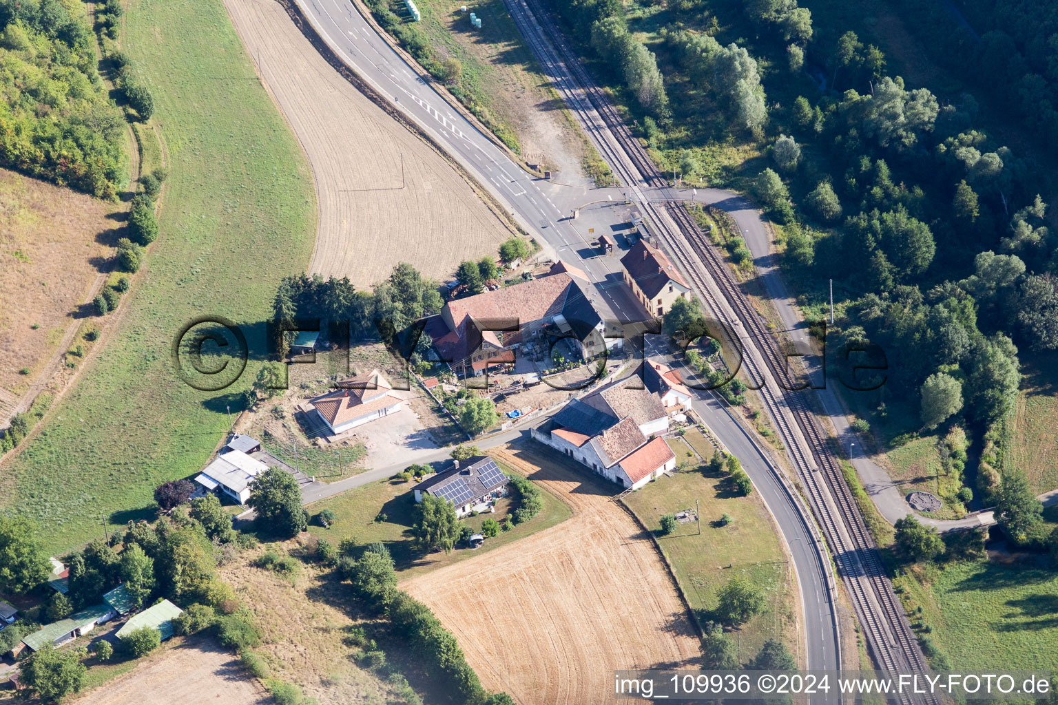 Drone recording of Mannweiler-Cölln in the state Rhineland-Palatinate, Germany