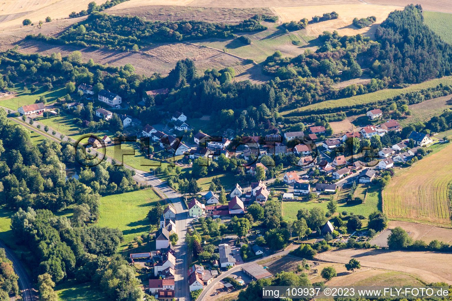 Drone image of Mannweiler-Cölln in the state Rhineland-Palatinate, Germany