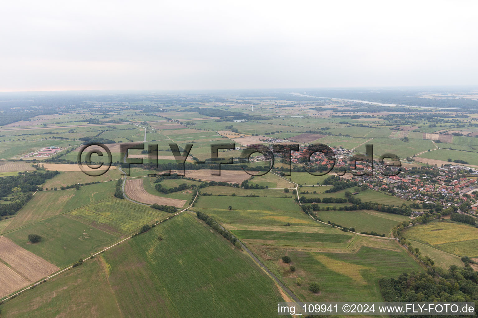 Aerial view of Echem in the state Lower Saxony, Germany