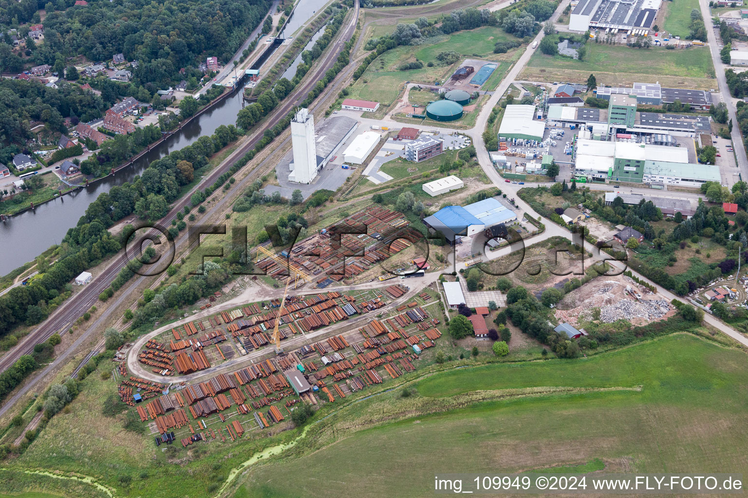 Aerial view of Elbe in Lauenburg in the state Schleswig Holstein, Germany