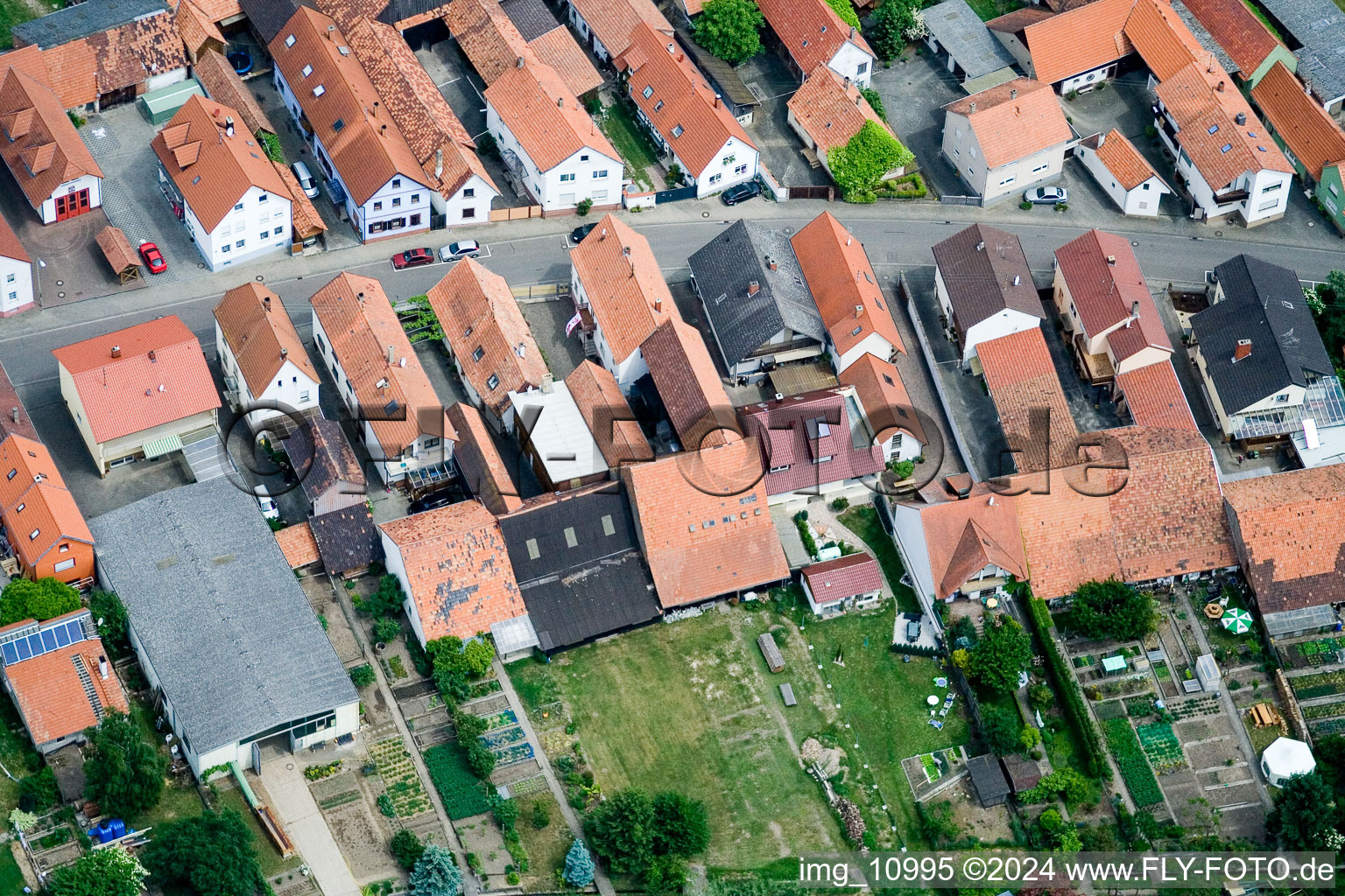 Erlenbach bei Kandel in the state Rhineland-Palatinate, Germany seen from a drone