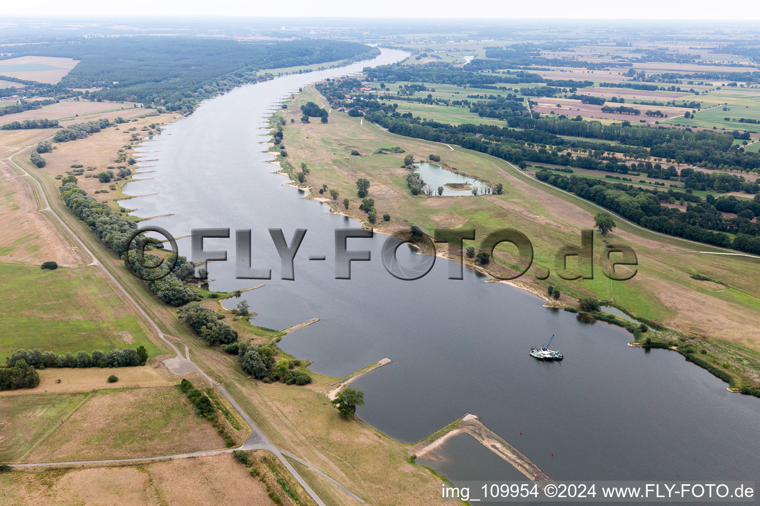 Aerial view of Lauenburg Elbe foreland in Lauenburg in the state Schleswig Holstein, Germany