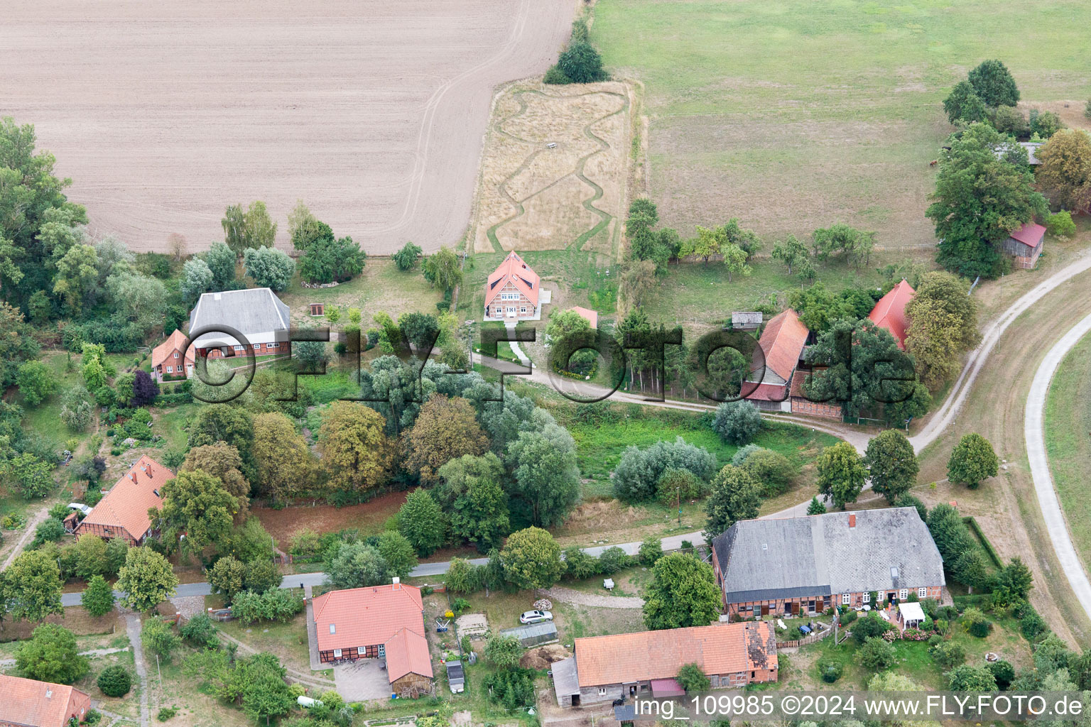 Aerial view of Neu Garge in the state Lower Saxony, Germany