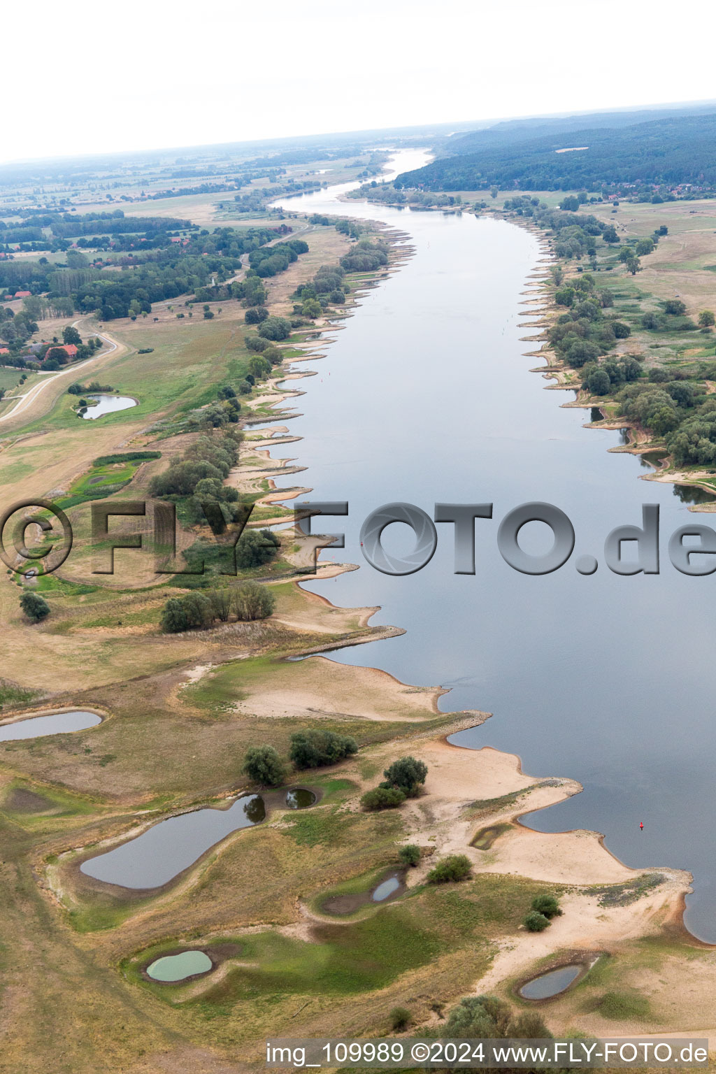 Aerial view of Neu Darchau in the state Lower Saxony, Germany