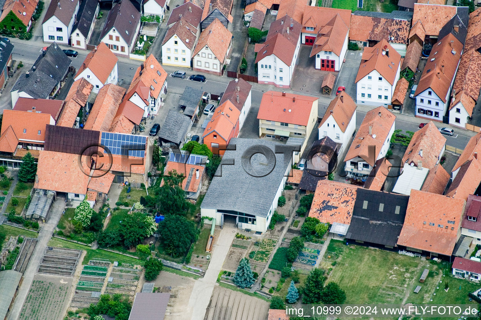 Aerial view of Erlenbach bei Kandel in the state Rhineland-Palatinate, Germany