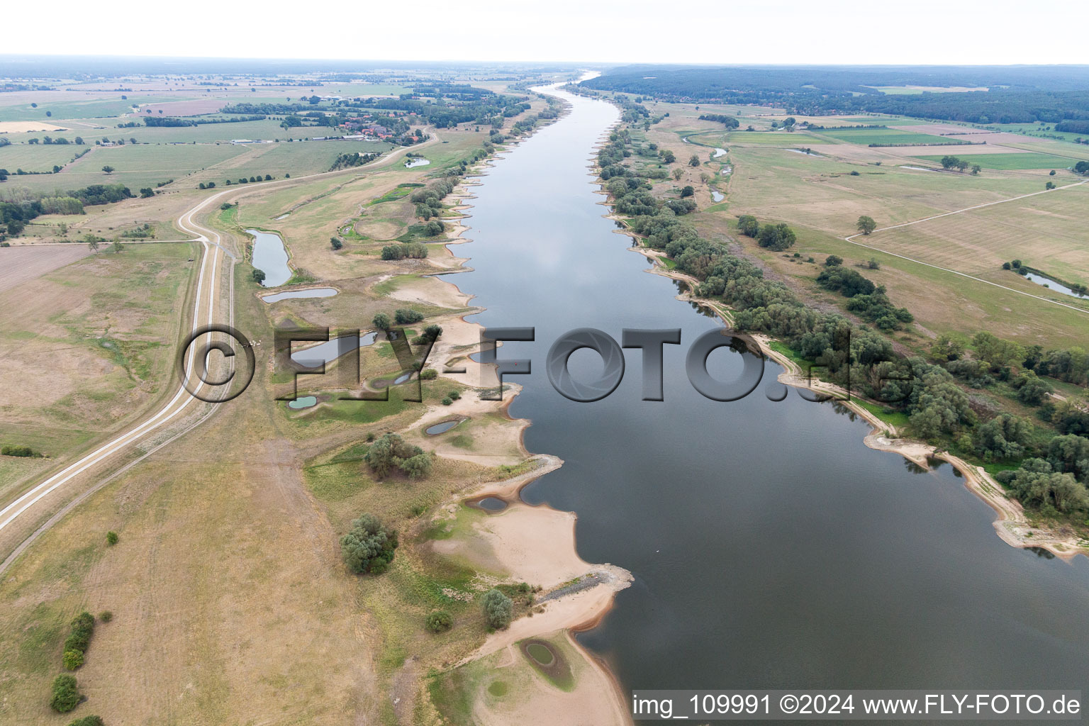 Oblique view of Neu Darchau in the state Lower Saxony, Germany