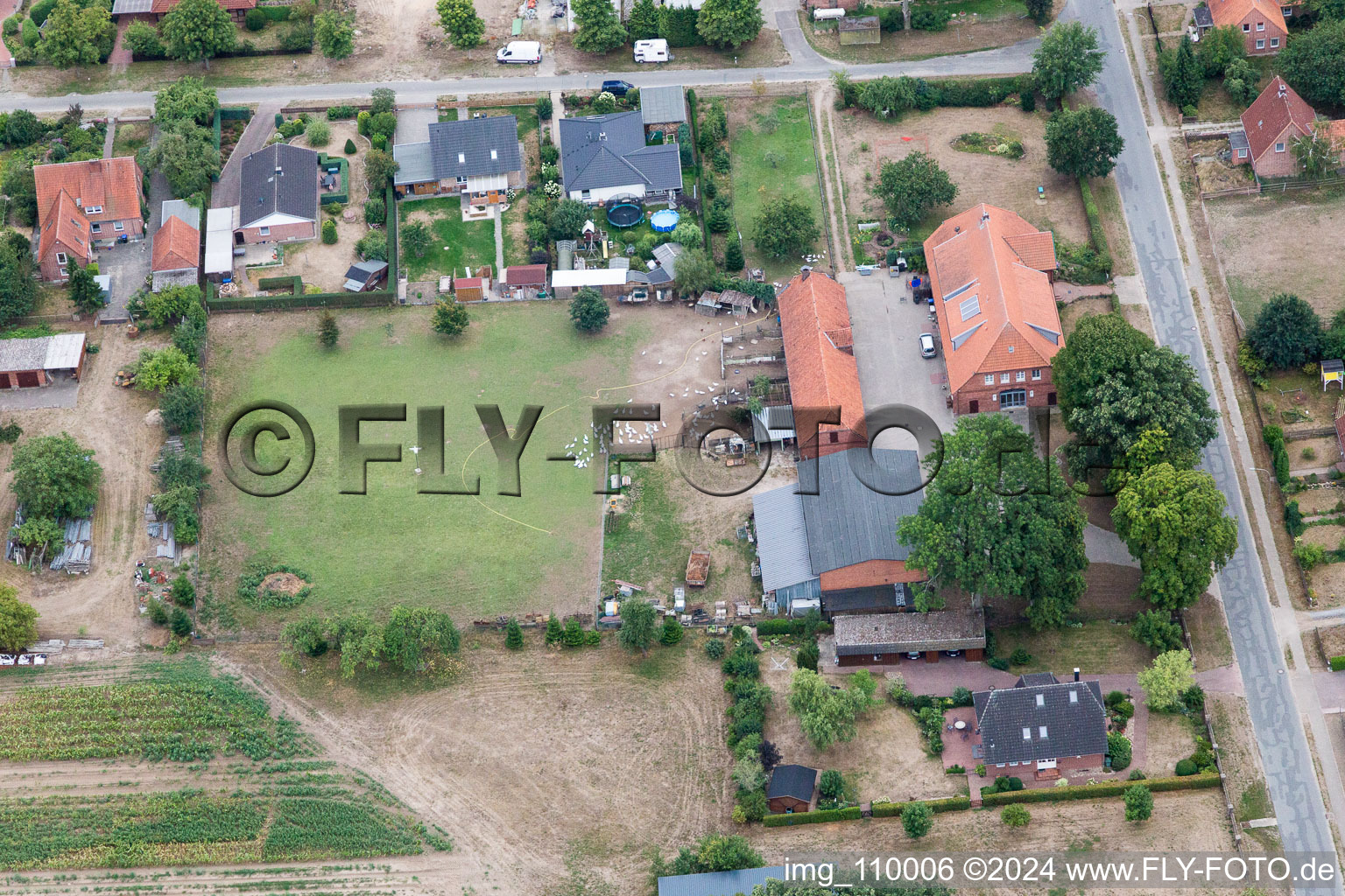 Aerial view of Radenbeck in the state Lower Saxony, Germany