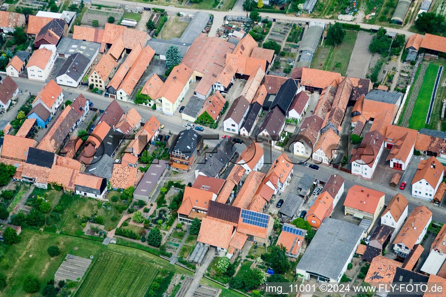 Oblique view of Erlenbach bei Kandel in the state Rhineland-Palatinate, Germany